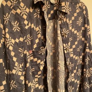 BDG gray/peach soft long sleeve button down